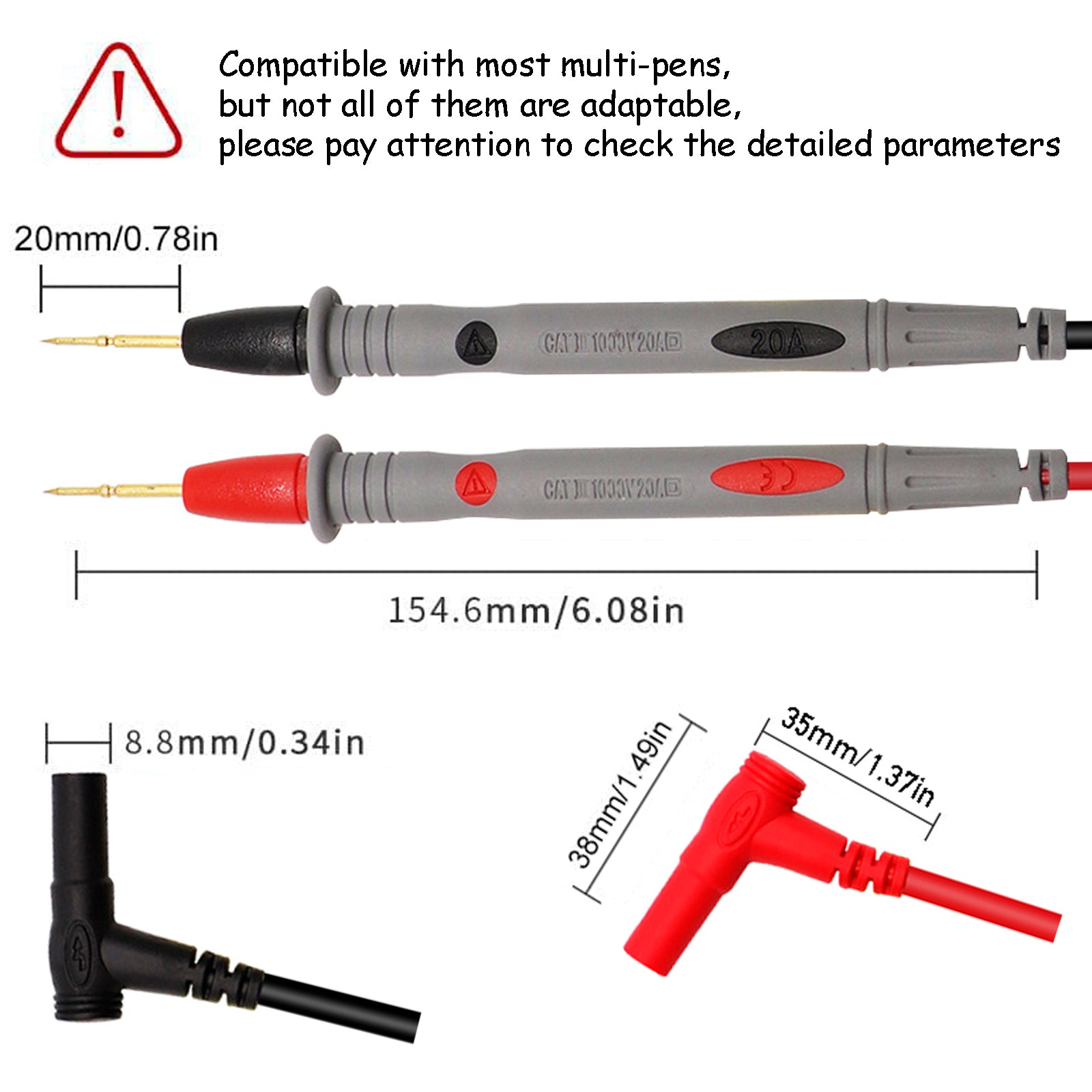 Professional 1000V 20A Multimeter Test Lead with Ultra-Sharp Gold-Plated Probes, 40.5-inch/103cm Silicone Wire Leads, Test Leads for Fluke Test Leads, AstroAI, Klein Multimeter Electronic Clamp Tester