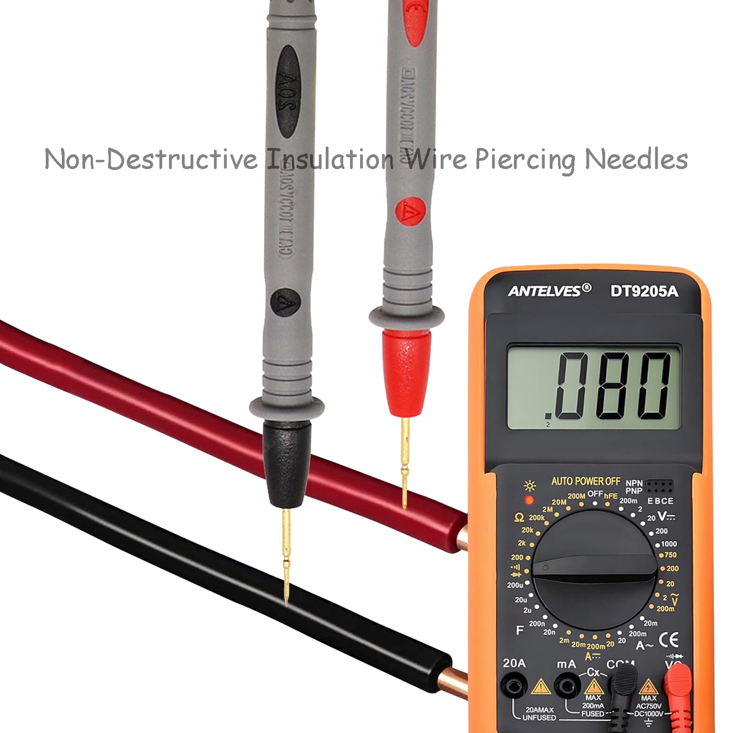 Professional 1000V 20A Multimeter Test Lead with Ultra-Sharp Gold-Plated Probes, 40.5-inch/103cm Silicone Wire Leads, Test Leads for Fluke Test Leads, AstroAI, Klein Multimeter Electronic Clamp Tester