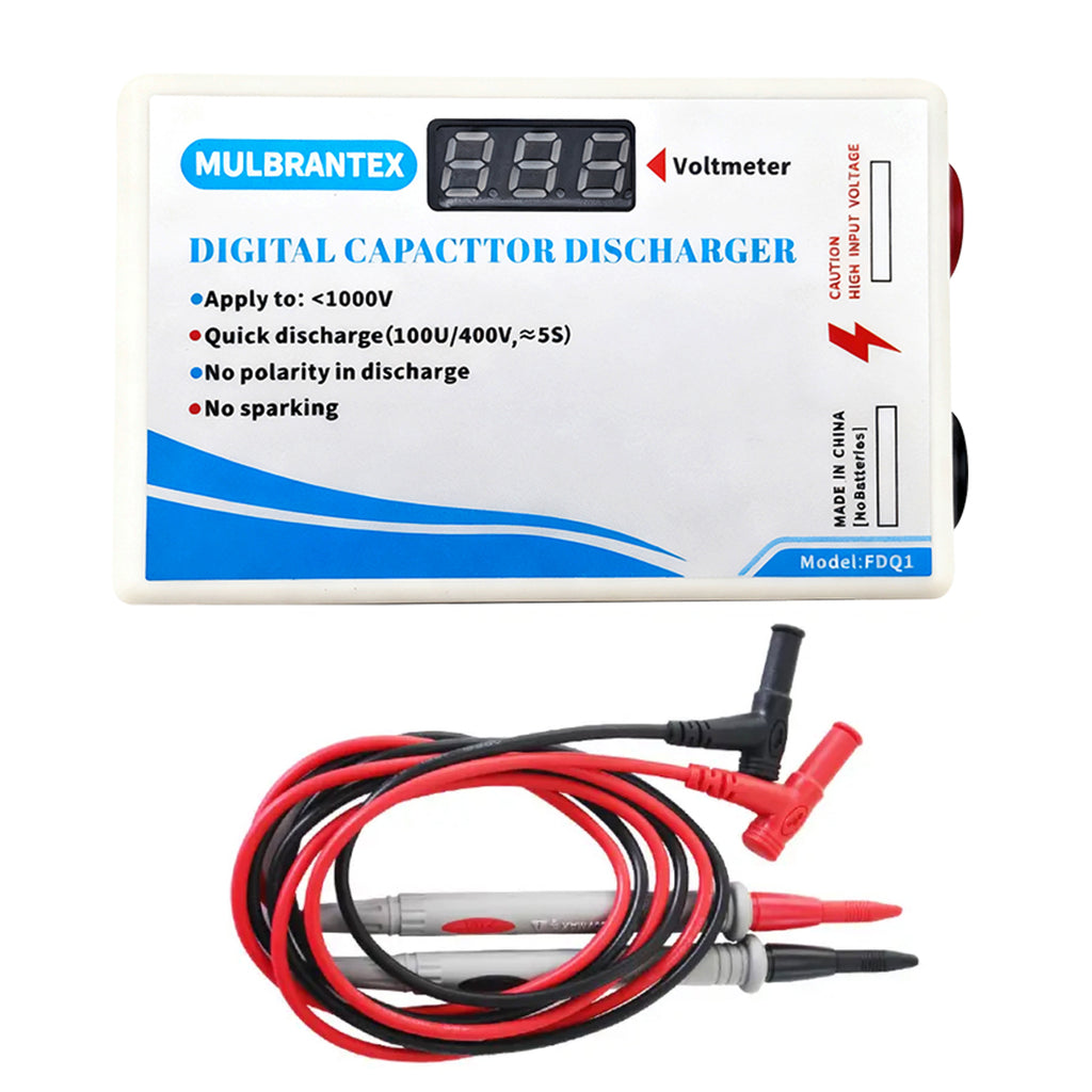Digital Capacitor Discharge Tool with Voltmeter Display, max Display 999, Voltage Discharge Tool for DC/AC Testing, with Test Probe