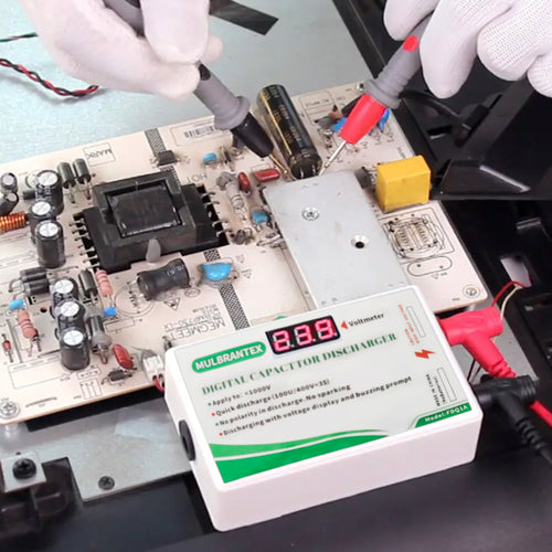 Digital Capacitor Discharge Tool with Voltmeter Display, max Display 999, 10-1000V Fast Discharge, Professional Protection Voltage Discharge Tool for DC/AC Testing, with Test Probe